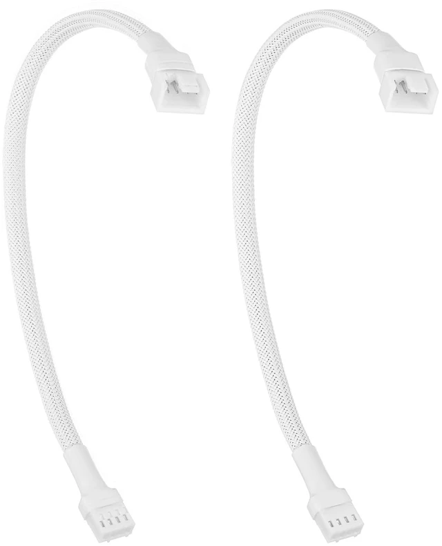 Main image of 2 Pcs PC Fan Extension Cable, PC Chassis Channel Fan Motherboard 2510 4P Male to 1Pcs 2510 4P Female Fans Adaptor Cable for Computer Case & CPU Cooling Fans, White (27cm/10.6 in)