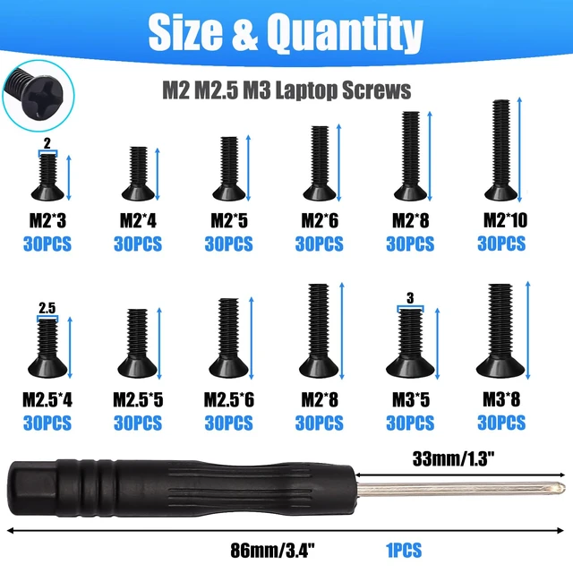 Alt view image 2 of 6 - 360Pcs Laptop Screws Notebook Computer Tiny Screw Kit 12 Sizes M2 M2.5 M3 Laptop Replacement Computer Screws for Motherboard SSD PC Fan Hard Drive