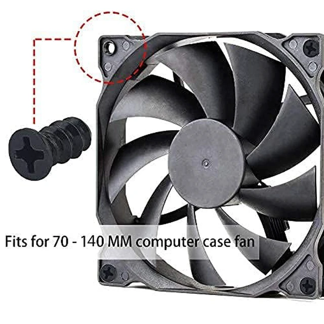 Alt view image 3 of 6 - 100pcs Computer Cooling Fan Mount Screws, M5x10 Black - Fits 70mm to 140mm Fans
