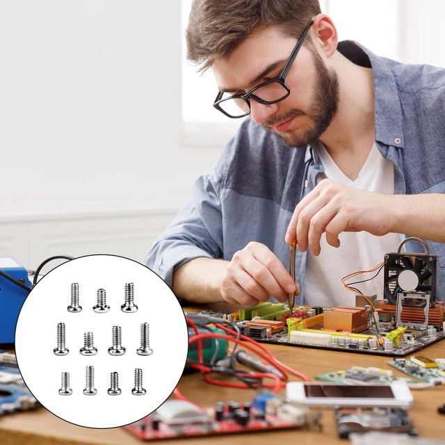 Alt view image 3 of 7 - Tiny Screws for Electronics, 800 pcs Pan Head Machine Screws Assortment Kit | Micro Screws For Electronic and Eyeglass Repair, Nickel-Plated Carbon Steel, M1/M1.2/M1.4/M1.6/M1.7