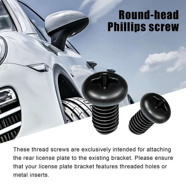Alt view image 3 of 6 - Black License Plate Screws, Stainless Steel License Plate Bolts M5-0.8x10mm | 8 Pack Car License Plate Screws Phillips Pan Head Bolts Anti-Rust for Model 3 Model Y BMW 3 Series 5 Series Car Front Rear