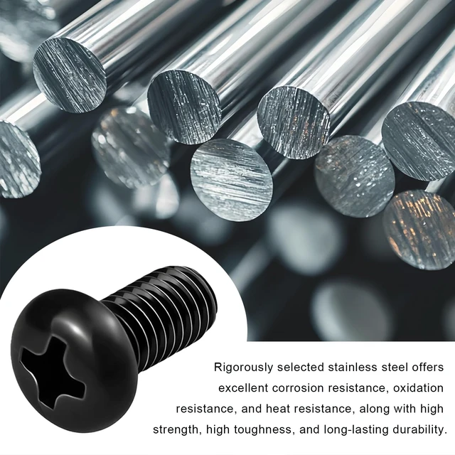 Alt view image 4 of 6 - Black License Plate Screws, Stainless Steel License Plate Bolts M5-0.8x10mm | 8 Pack Car License Plate Screws Phillips Pan Head Bolts Anti-Rust for Model 3 Model Y BMW 3 Series 5 Series Car Front Rear
