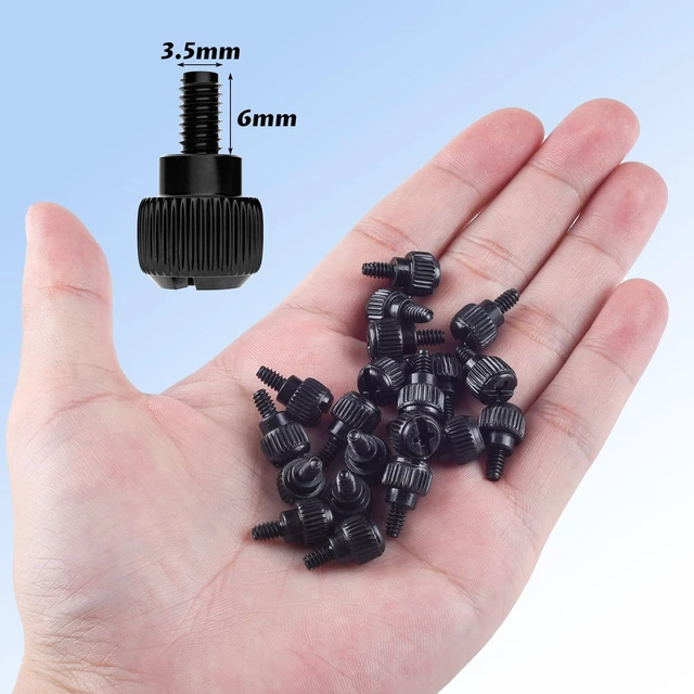 Alt view image 3 of 6 - 20x Computer Case Thumb Screws,6-32x6 M3.5 PC Case Screws for Desktop Computer Case Cover Hard Drives Power Supply PCI Slots 6-32 Thread Screws Black