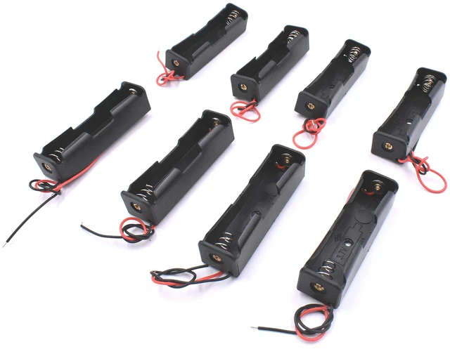 Main image of Pack of 8 Wire Lead Battery Storage Box Case Holder for 18650 Button Top Single Battery