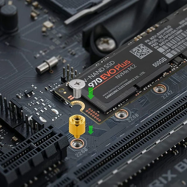 Alt view image 2 of 6 - Brass M.2 SSD mounting Screw kit for ASUS Motherboards
