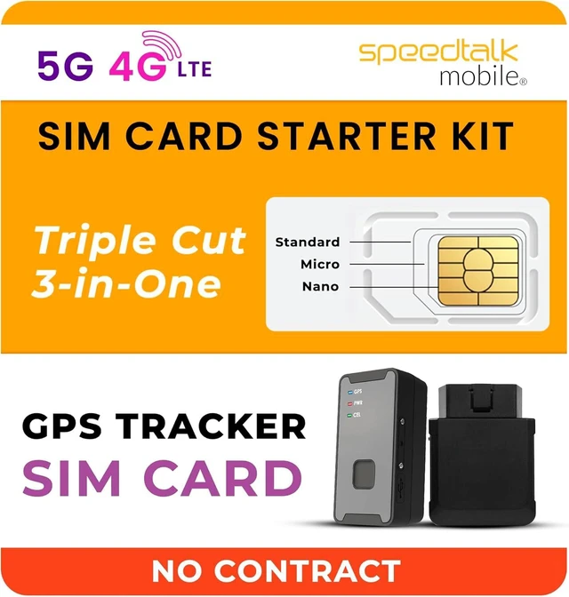 Main image of GPS Tracker SIM Card Starter Kit | 3 in 1 Universal Simcard: Standard, Micro, Nano for Kids Senior Pet Car Fitness Activity 5G 4G LTE Tracking Devices | No Contract