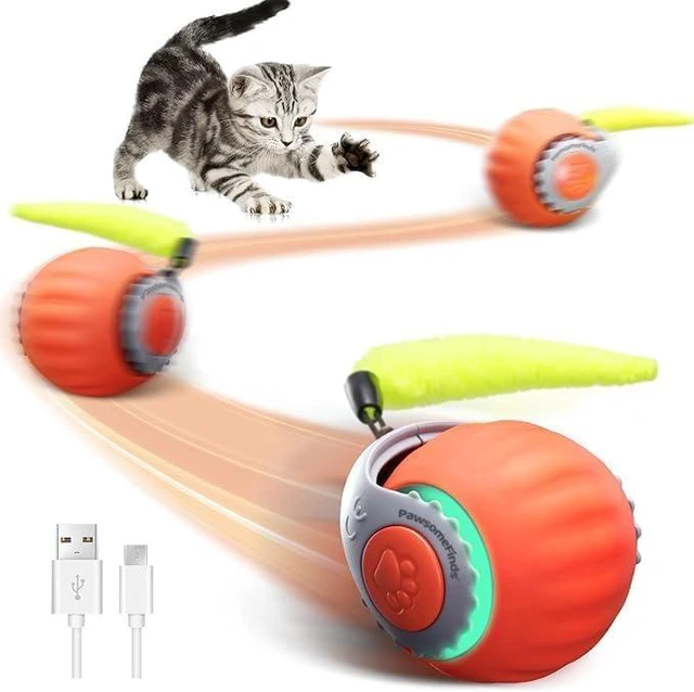 Main image of Speedy Tail 2.0 Cat Toy, 2-Pack Smart Ball, Rechargeable | Smart rolling ball with tail offers 2 play modes, obstacle avoidance, and up to 6 hours of play for indoor cats.