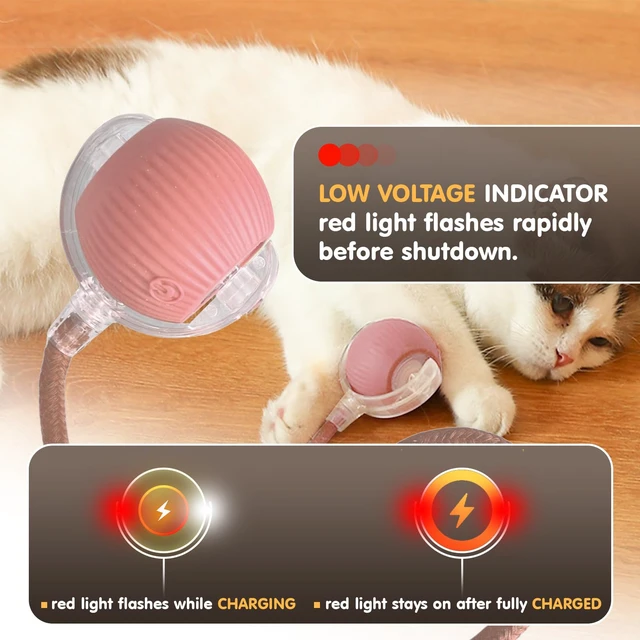 Alt view image 7 of 7 - Durable Interactive Cat Toys for Indoor Cats (Pink, 01) | Smart Automatic Cat Chase Ball Toy, Upgraded Speedy Tail Kitten Toy for Bored Indoor Adult Pets