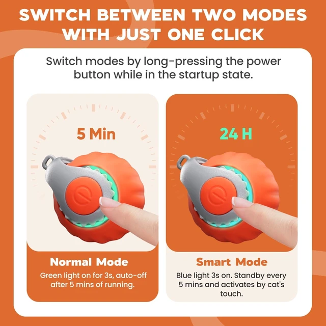 Alt view image 4 of 7 - Speedy Tail 2.0 Cat Toy, 2-Pack Smart Ball, Rechargeable | Smart rolling ball with tail offers 2 play modes, obstacle avoidance, and up to 6 hours of play for indoor cats.
