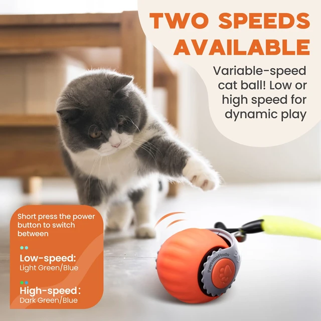 Alt view image 3 of 7 - Speedy Tail 2.0 Cat Toy, 2-Pack Smart Ball, Rechargeable | Smart rolling ball with tail offers 2 play modes, obstacle avoidance, and up to 6 hours of play for indoor cats.