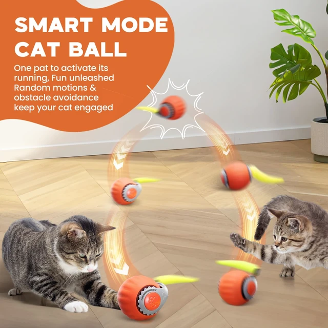 Alt view image 2 of 7 - Speedy Tail 2.0 Cat Toy, 2-Pack Smart Ball, Rechargeable | Smart rolling ball with tail offers 2 play modes, obstacle avoidance, and up to 6 hours of play for indoor cats.