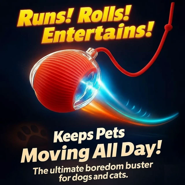 Alt view image 3 of 7 - Purrmitive 2026 Durable Interactive Cat Toys for Indoor Cats, Dog Toys Ball, Rolling Pet Ball, Smart Automatic Cat Chase Balls Toy, Interactive Dog Toys Speedy Tail,Kitten & Cat Toys Interactive (Red)
