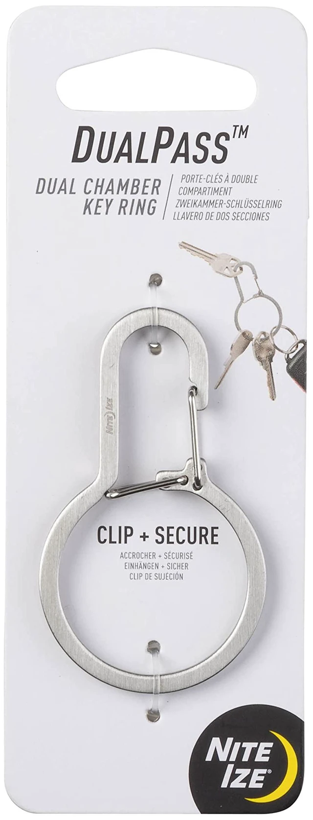 Main image of DualPass Dual Chamber Key Ring, Split Ring Keychain Alternative for Home Car Keys