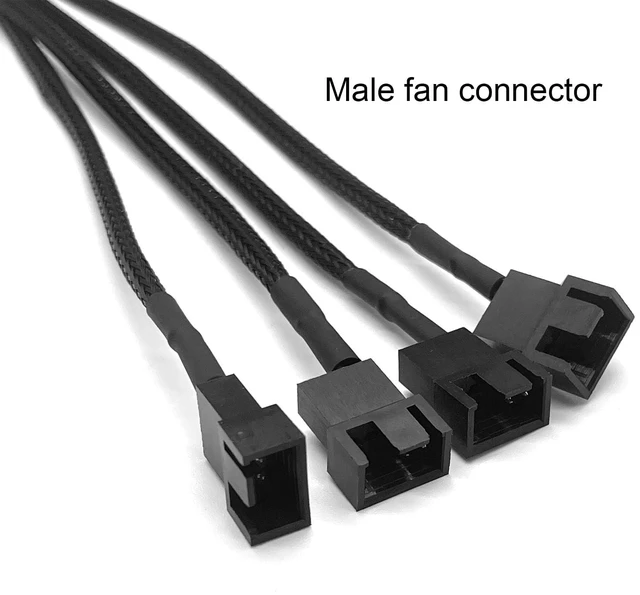 Alt view image 5 of 5 - Molex to 3Pin / 4Pin Fan Adapter, Molex Fan Cable, 4Pin Molex (Actual 2-Pin) to 4 x Fan Splitter Cable, PC Fan Power Adapter Cable for 12V 3-Pin / 4-Pin PC Case Fans, 11.8in