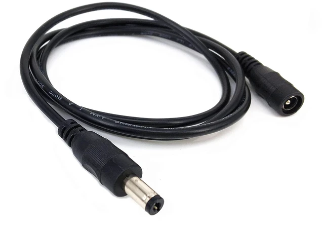 Alt view image 2 of 5 - 2PCS 3.28ft Black 5.5mm x 2.1mm DC Plug Extension Cable for Power Adapter 12v dc Extension 5.5mm x 2.1mm Extension 22AWG