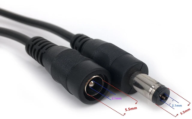 Alt view image 3 of 5 - 2PCS 3.28ft Black 5.5mm x 2.1mm DC Plug Extension Cable for Power Adapter 12v dc Extension 5.5mm x 2.1mm Extension 22AWG