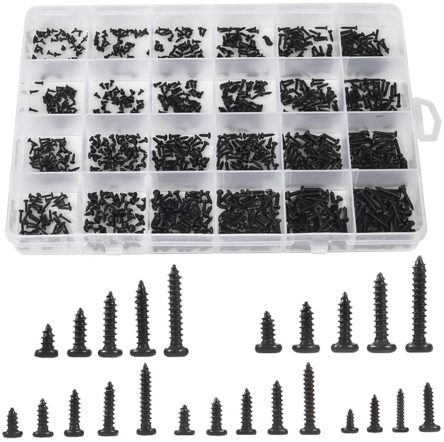 Main image of 10 Kinds Small Multi-Purpose M1 M1.2 M1.4 M1.7 Phillips Head Micro Screws Self-Tapping Electronic Screws Assortment Kit Pack of 1000
