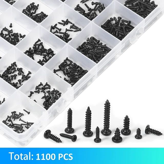 Alt view image 2 of 7 - 10 Kinds Small Multi-Purpose M1 M1.2 M1.4 M1.7 Phillips Head Micro Screws Self-Tapping Electronic Screws Assortment Kit Pack of 1000