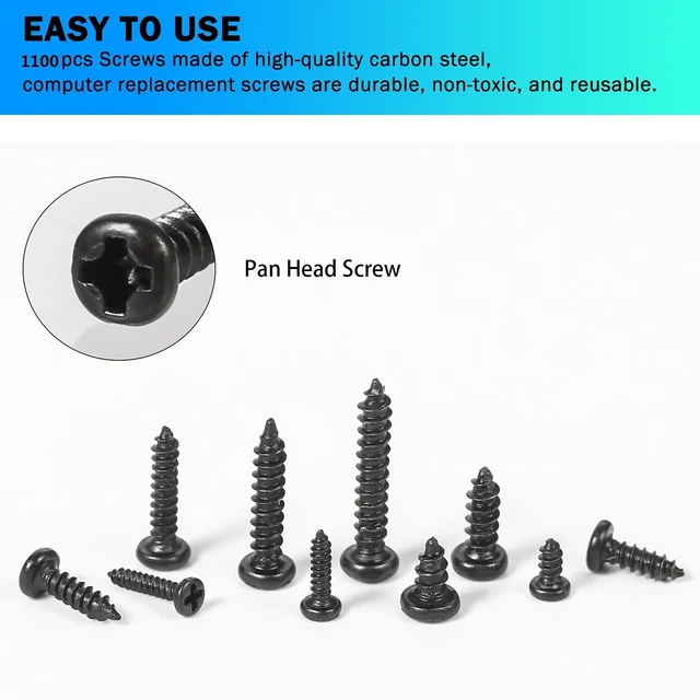 Alt view image 4 of 7 - 10 Kinds Small Multi-Purpose M1 M1.2 M1.4 M1.7 Phillips Head Micro Screws Self-Tapping Electronic Screws Assortment Kit Pack of 1000
