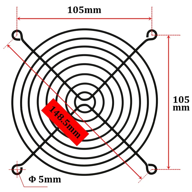 Alt view image 2 of 7 - 120mm Computer Fan Grills with Screws, Black Color, 4 Pack | Desktop Computer Cooling Fan Dust Filter Cover, Fan Protector Guard for 120mm Fans