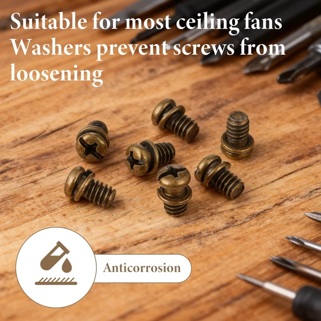 Alt view image 4 of 7 - 30Pcs Ceiling Fan Blade Screws, 1/4"-20 X 3/8 Ceiling Fan Blade Screws Replacement Carbon Steel Fasteners Bolts Pan Head Phillips Machine Screw for Lighting Ceilings Fans Light Cover Screw Cap