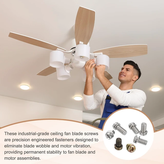Alt view image 3 of 6 - 20Pcs Ceiling Fan Blade Screws, 1/4"-20 x 3/8 Carbon Steel Phillips Pan Motor Replacement Screw for Lighting Ceiling Fan, Copper