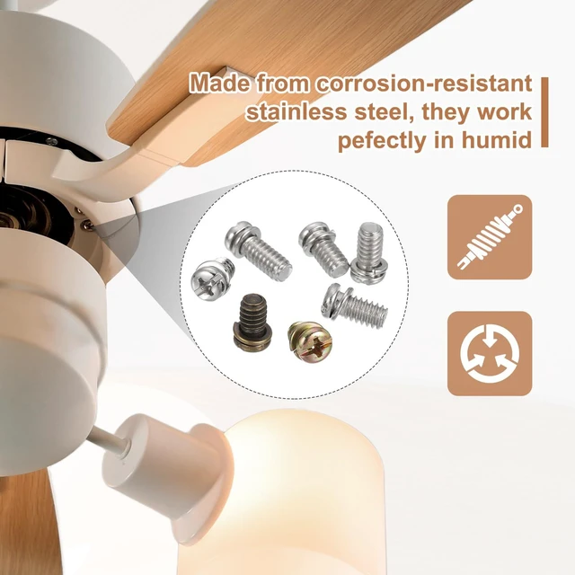 Alt view image 5 of 6 - 20Pcs Ceiling Fan Blade Screws, 1/4"-20 x 3/8 Carbon Steel Phillips Pan Motor Replacement Screw for Lighting Ceiling Fan, Copper