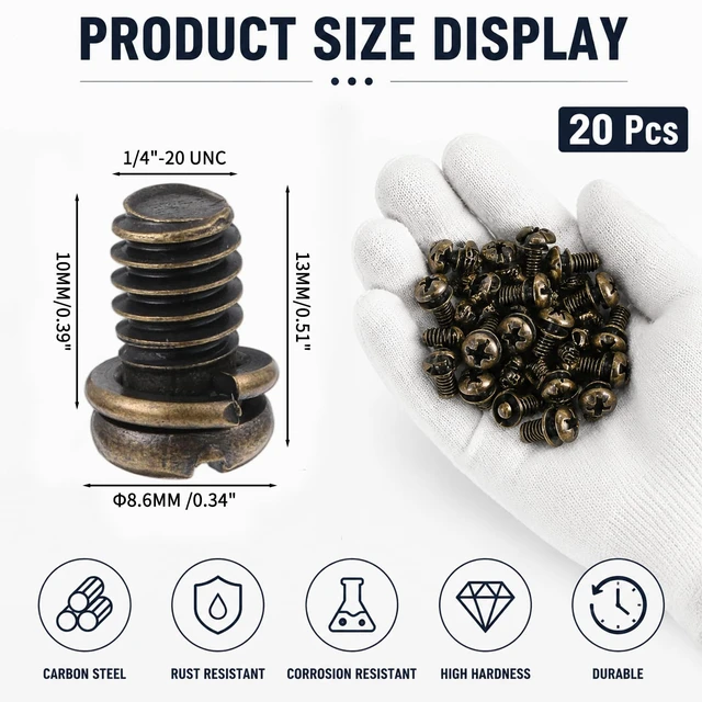 Alt view image 2 of 7 - 20PCS Ceiling Fan Blade Screw 1/4"-20x3/8 Carbon Steel Pan | Ceiling Fan Replacement Parts, Replacement Fasteners Machine Screwsbolts for Lighting Ceiling Fan, Copper
