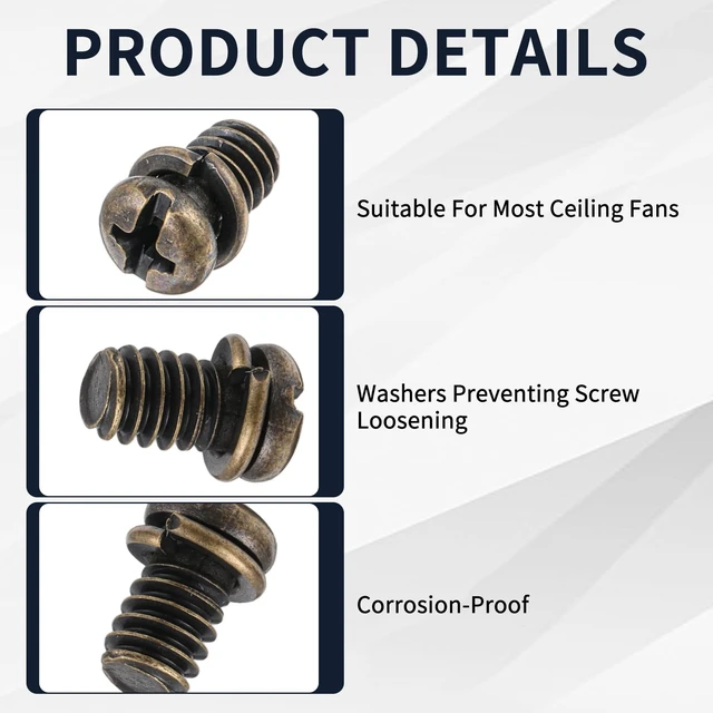 Alt view image 3 of 7 - 20PCS Ceiling Fan Blade Screw 1/4"-20x3/8 Carbon Steel Pan | Ceiling Fan Replacement Parts, Replacement Fasteners Machine Screwsbolts for Lighting Ceiling Fan, Copper