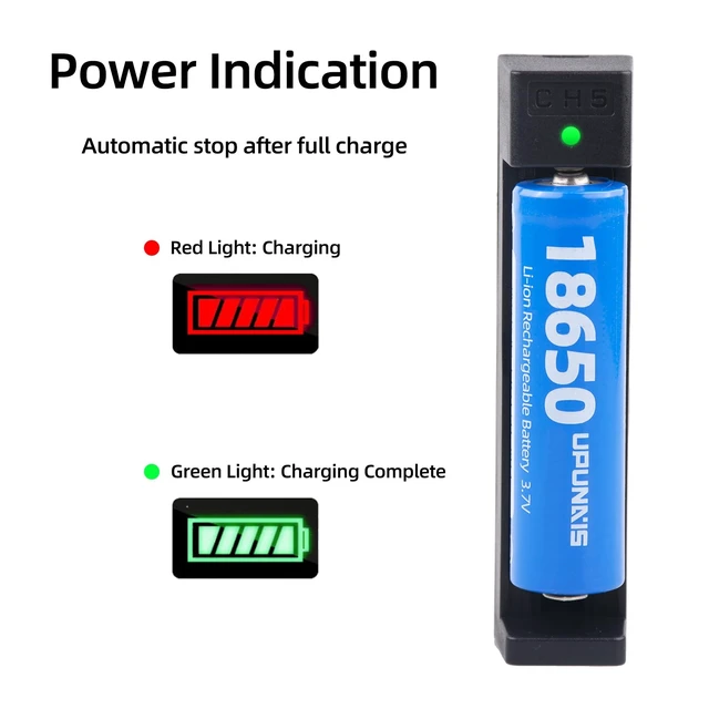 Alt view image 5 of 7 - 18650 Battery Charger, Suitable for Lithium Battery 18650 20700 10440 14500 18500 16340 17500 Battery Charger, USB Single Slot li-ion Rechargeable Battery Charger (Battery not Included)