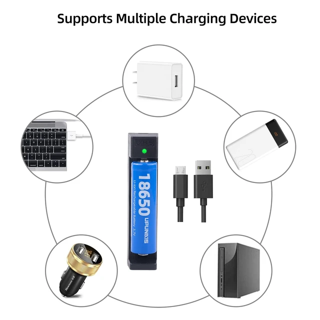 Alt view image 6 of 7 - 18650 Battery Charger, Suitable for Lithium Battery 18650 20700 10440 14500 18500 16340 17500 Battery Charger, USB Single Slot li-ion Rechargeable Battery Charger (Battery not Included)