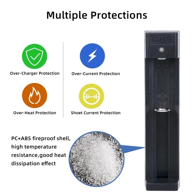 Alt view image 7 of 7 - 18650 Battery Charger, Suitable for Lithium Battery 18650 20700 10440 14500 18500 16340 17500 Battery Charger, USB Single Slot li-ion Rechargeable Battery Charger (Battery not Included)