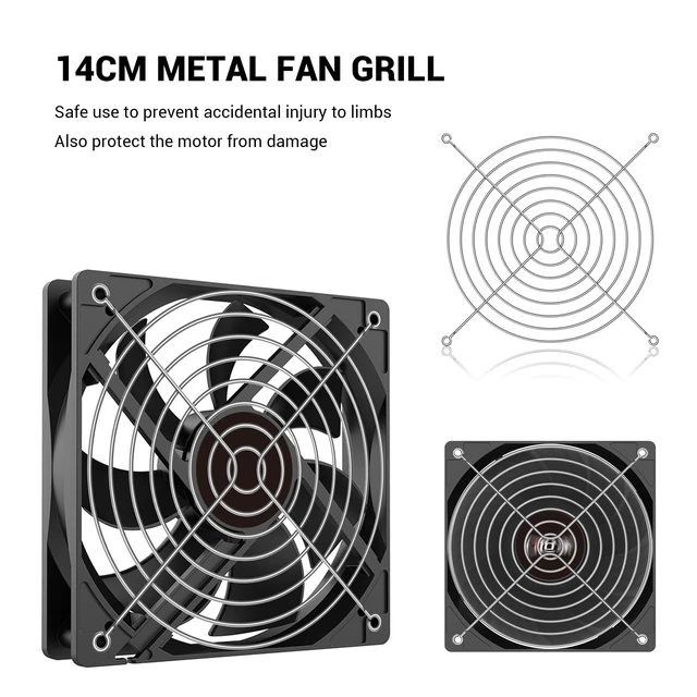 Alt view image 3 of 7 - Fan Finger Grill 140mm PC Fan Grill Guard, 2 Pack CPU Case Metal Grills Protector Guard with Screw for 140x140mm F-an Protective Cover DIY, PC Computer Case Fans, Exhaust Fans (Silver)