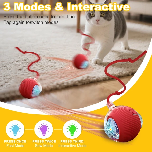 Alt view image 2 of 7 - Smart Cat Toy Ball for Indoor Cats & Small Dogs Playing | 360° Rotation Automatic Moving Chase Toy, Obstacle Avoidance Interactive Play with 4 Spiral Springs