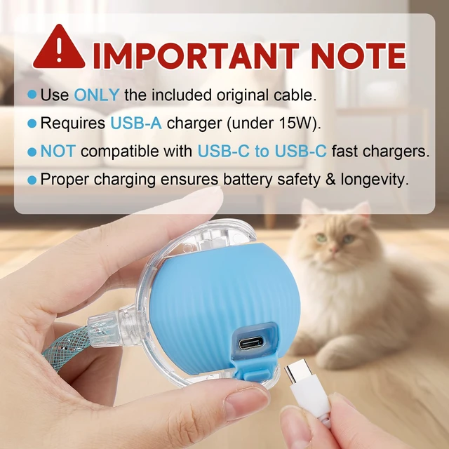 Alt view image 2 of 7 - Interactive Cat Toys for Indoor Cats & Dogs, Agile Moving Cat Ball with Elastic Mesh Tail, Rechargeable Enrichment Toys, Smart Automatic Rolling Pet Ball Toys for Bored Indoor Dogs & Cats (Blue)