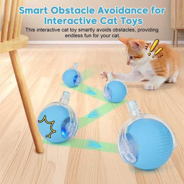 Alt view image 5 of 7 - Interactive Cat Toys for Indoor Cats & Dogs, Agile Moving Cat Ball with Elastic Mesh Tail, Rechargeable Enrichment Toys, Smart Automatic Rolling Pet Ball Toys for Bored Indoor Dogs & Cats (Blue)
