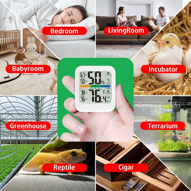 Alt view image 5 of 7 - Room Thermometer Indoor Hygrometer Temperature Humidity Monitor | 5s Fast Refresh, 2.8" Large LCD, Battery included, Accurate Sensor for Home Office Baby Nursery Greenhouse Reptile Incubator