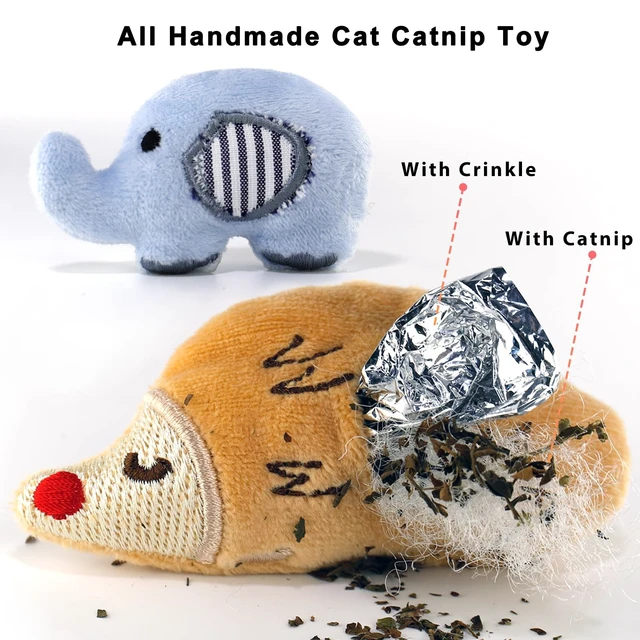 Alt view image 2 of 7 - Cat Toys, Interactive Cats Toy for Indoor Cats, Soft and Durable Crinkle Sound Catnip Toys, Catnip Filled Mouse Cat Teething Chew Toy (Pack of 6)