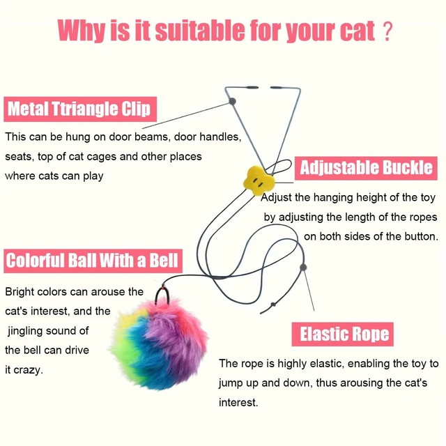 Alt view image 3 of 7 - Interactive Cat Toys, Independent Play Hanging Door Cat Toys for Indoor Cats Kitten Exercise Toy for Bored Cats