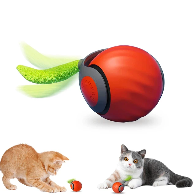 Alt view image 2 of 7 - Interactive Cat Toys for Indoor Cats,Speedy 2.0 Tail | 2 Speeds Interactive Motion Activated Cat Toy Ball for Bored Indoor Cats,Smart Motion Activated Rolling Ball (Orange)