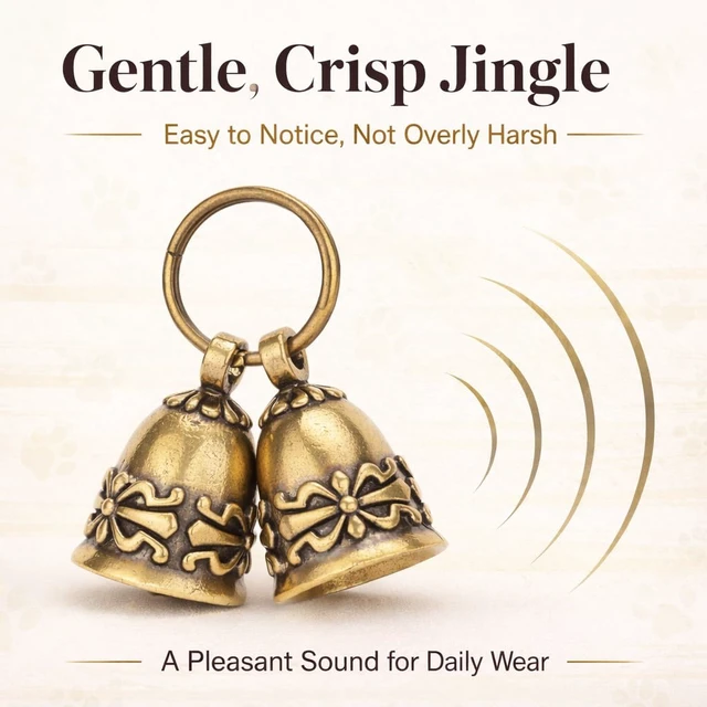 Alt view image 3 of 7 - Copper Collar Bell for Small Pet, 0.7 inch Bell for Cats and Dogs,Noise NOT LOUD Come with Silver Pet Anti-Lost ID Pendant Tags (2Set)