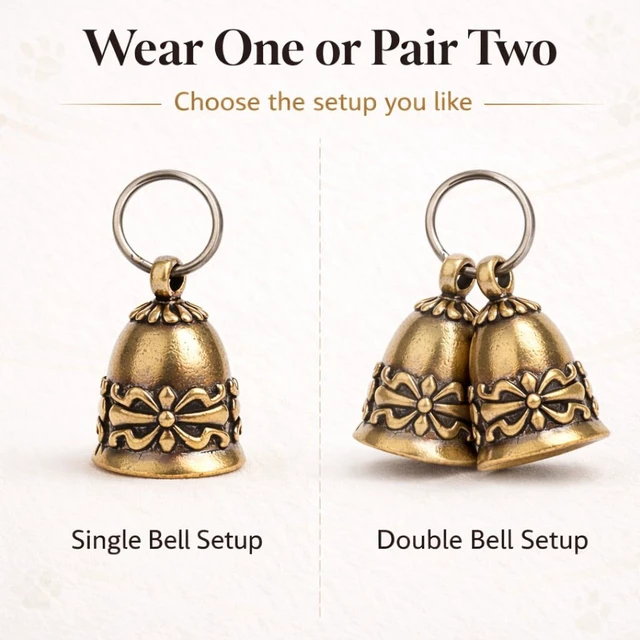 Alt view image 5 of 7 - Copper Collar Bell for Small Pet, 0.7 inch Bell for Cats and Dogs,Noise NOT LOUD Come with Silver Pet Anti-Lost ID Pendant Tags (2Set)