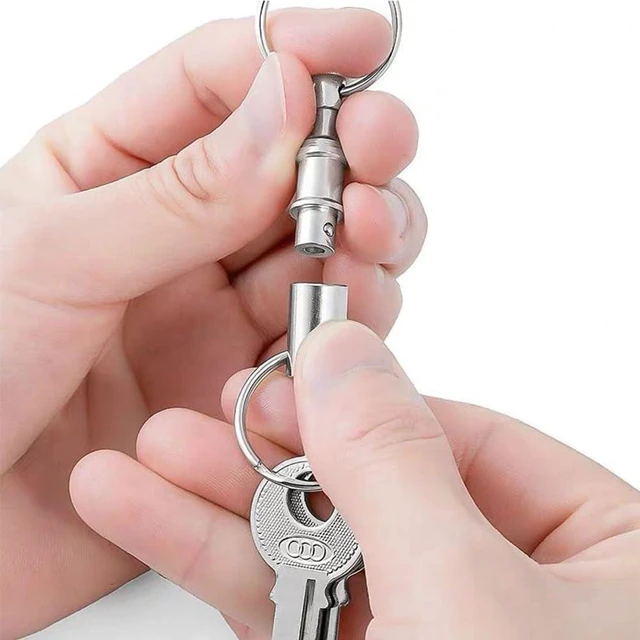 Alt view image 4 of 7 - 5 Pack Quick Release Pull Apart Keychains, Detachable Split Key Rings for Car Key Separation Car Fob Keys House Key Padlock Keys Lock Key RFID Key Tags