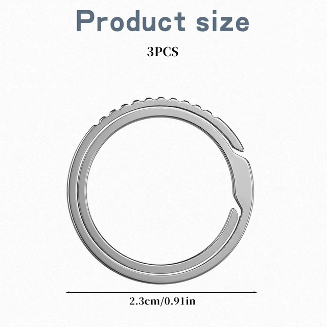Alt view image 2 of 7 - 3 Pcs Titanium Keychain Rings Easy Open Side Push Carabiner Dog Tag | Heavy Duty Bulk Keyrings, No Nail Damage, for Men Women, Car Key Fob, Zipper Bag Pendant
