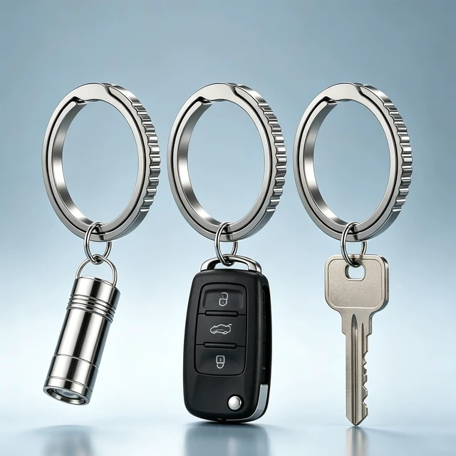 Alt view image 6 of 7 - 3 Pcs Titanium Keychain Rings Easy Open Side Push Carabiner Dog Tag | Heavy Duty Bulk Keyrings, No Nail Damage, for Men Women, Car Key Fob, Zipper Bag Pendant