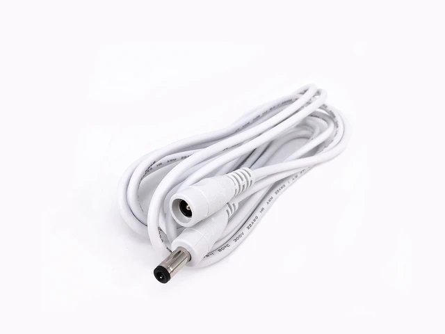 Alt view image 2 of 5 - 2pcs/Pack 3m/9.84ft White 5.5mm x 2.1mm DC Plug Extension Cable for Power Adapter DC Power 12V 5.5mm x 2.1mm Barrel Male Plug Connector