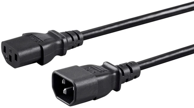 Main image of Extension Cord - IEC 60320 C14 to IEC 60320 C13, 10 Amp, 1250 Watt, 3-Prong, 18AWG, 4 Feet, Black