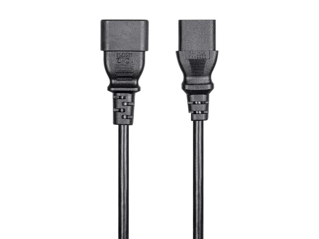 Alt view image 2 of 6 - Extension Cord - IEC 60320 C14 to IEC 60320 C13, 10 Amp, 1250 Watt, 3-Prong, 18AWG, 4 Feet, Black