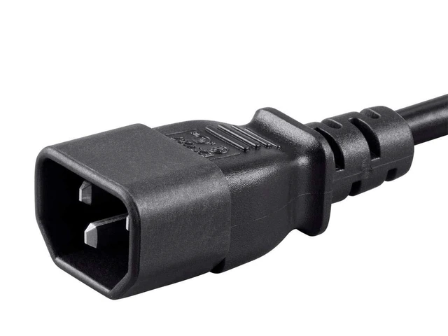 Alt view image 3 of 6 - Extension Cord - IEC 60320 C14 to IEC 60320 C13, 10 Amp, 1250 Watt, 3-Prong, 18AWG, 4 Feet, Black