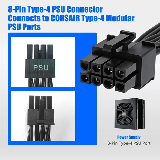 Alt view image 5 of 7 - 8 Pin GPU Cable for Corsair Type 4 PSU, 25.5 Inch PCIe Power Cable | Low-profile flat design improves cable management and helps create a cleaner PC build with better internal organization.